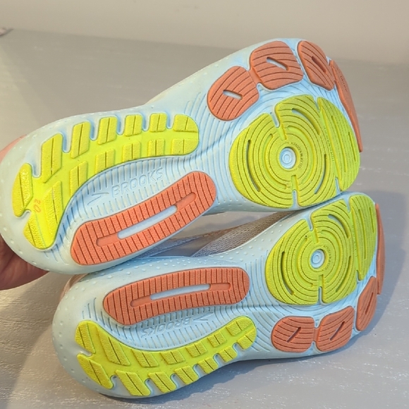 Women's Brooks Glycerin 21 Wide Coconut/Aqua/Autumn Sunset size 9.5 - Picture 8 of 9